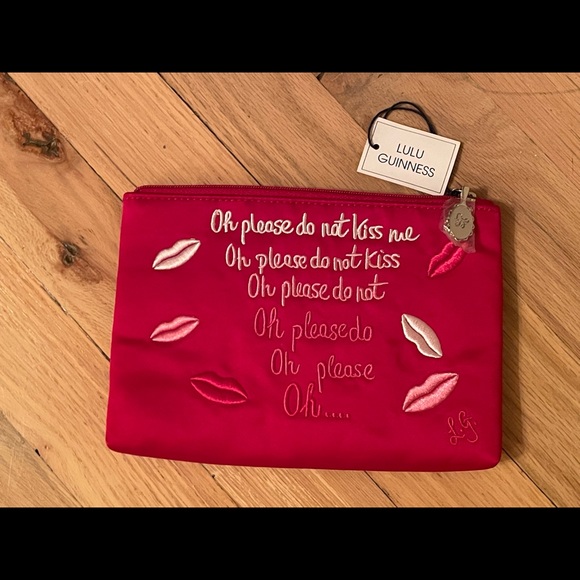 LULU GUINNESS RED SATIN CLUTCH/COSMETICS BAG - Picture 1 of 8